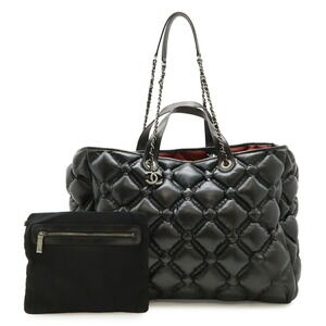 CHANEL Bubble Quilted Tote Bag, Large Tote, Handbag, Chain Shoulder, Leather,...